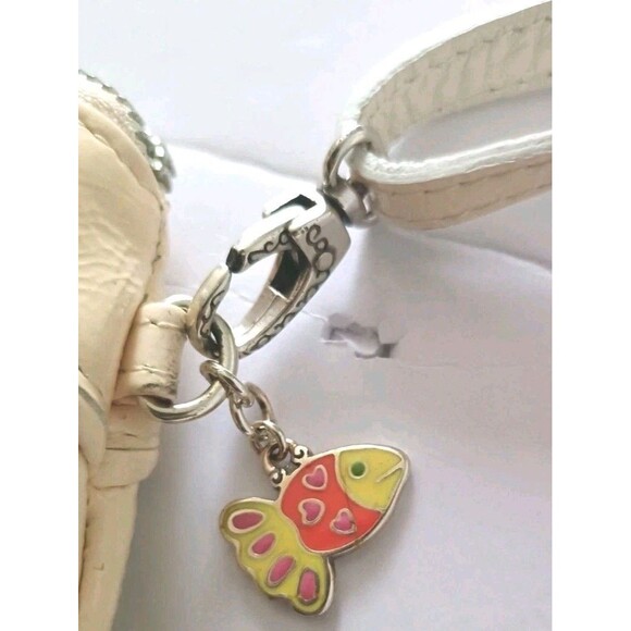 BRIGHTON Crossbody Leather Shoulder Bag Beige Fish Sea Coastal Mini Bag Vintage - Picture 10 of 10